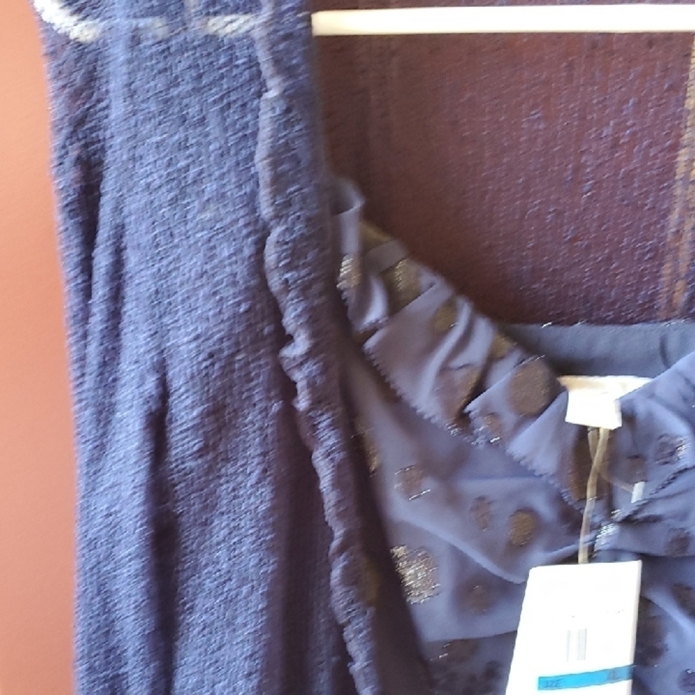 Michael Kors Navy Blue Sleeveless Tiered Midi Dress And Sweater Xl - Picture 12 of 13